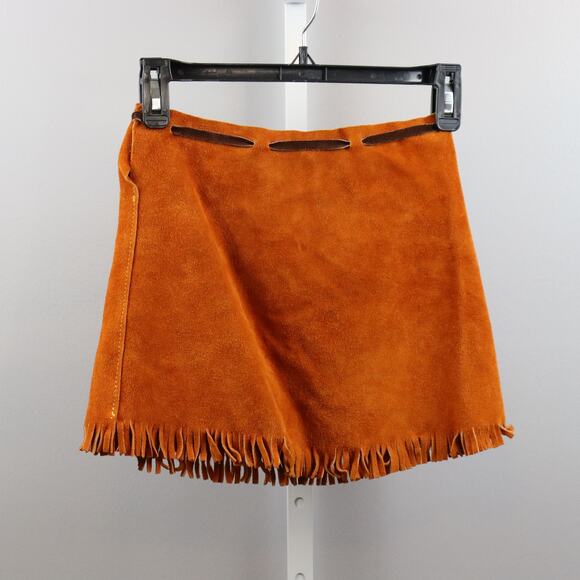 Handmade Suede Fringe Skirt Longhorn Pockets Western Kids 12” Waist - Picture 3 of 3